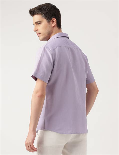 Buy Linen Blend Solid Spread Collar Shirt at Marks & Spencer