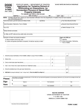 Fillable Online Form N-288C, Rev 2005, Application for Tentative Refund ...