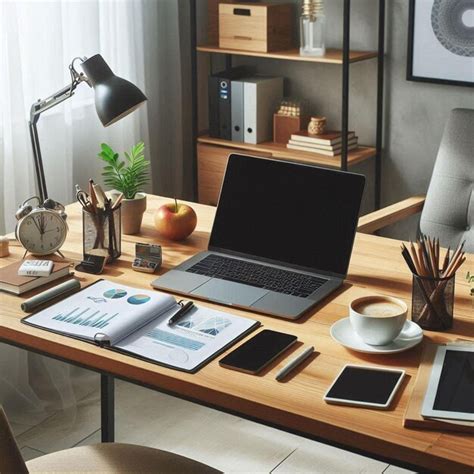 Image Work Desk with Laptop and Coffee 的图像结果