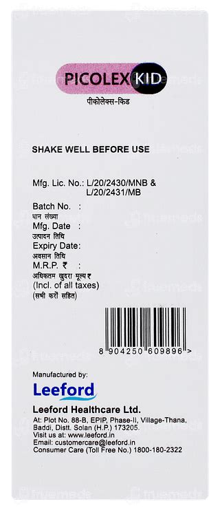 Picolex Kid Syrup 60 Ml - Uses, Side Effects, Dosage, Price | Truemeds