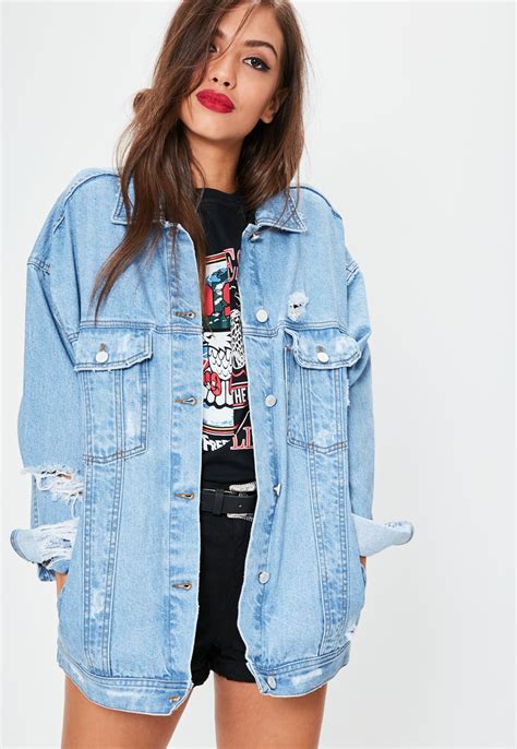 Lyst - Missguided Blue Oversized Boyfriend Fit Denim Jacket in Blue ...
