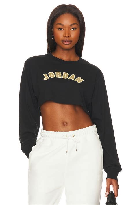 Jordan Super Crop Long Sleeve Graphic T-shirt in Black | REVOLVE