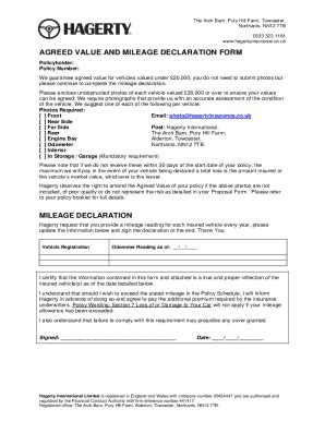 Fillable Online AGREED VALUE AND MILEAGE DECLARATION FORM - hagerty.co ...