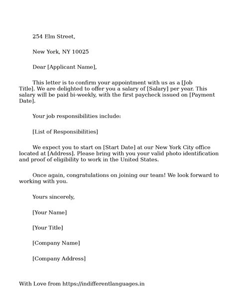 2 Examples of Salary Letter Format