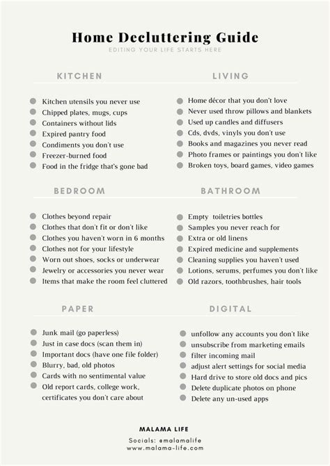 Declutter Home Checklist 的图像结果