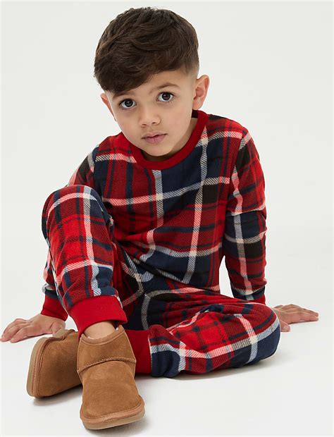 Buy Fleece Checked Pyjamas (1-16 Yrs) at Marks & Spencer
