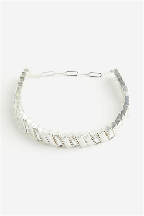 Sparkling stone-embellished short necklace - Silver-coloured - Ladies ...