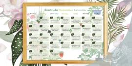 Gratitude January Calendar Botanical-Themed Poster - Twinkl