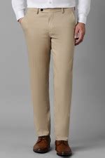 Buy Men Khaki Slim Fit Solid Flat Front Formal Trousers Online ...