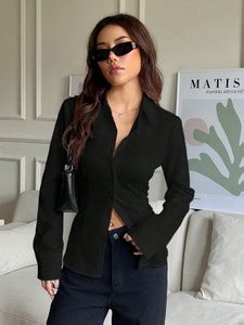 Aahwan Women Solid Casual Black Shirt - Buy Aahwan Women Solid Casual ...