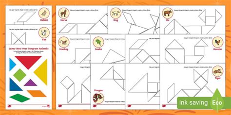 👉 EYFS Lunar New Year Animals Tangram Activity - Twinkl