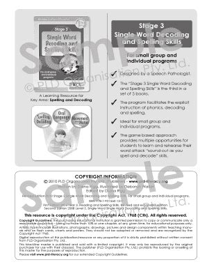 Fillable Online pld-literacy Stage 3 Single Word Decoding and Spelling ...