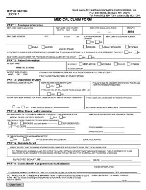 LEOFF 1: HMA Medical Claim Form - City Of Renton - Rentonwa - Fill and ...