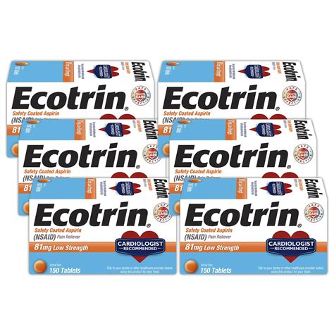 Ecotrin Safety Coated Enteric Aspirin 81mg Low Strength Tablets - 900 Tablets (6 x 150 ea) | Buy ...