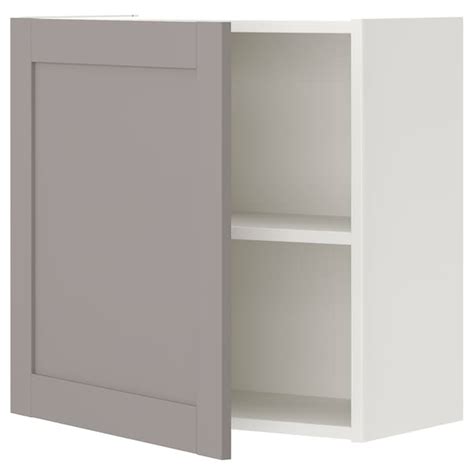ENHET wall cb w 1 shlf/door, white/grey frame, 60x32x60 cm (235/8x125 ...