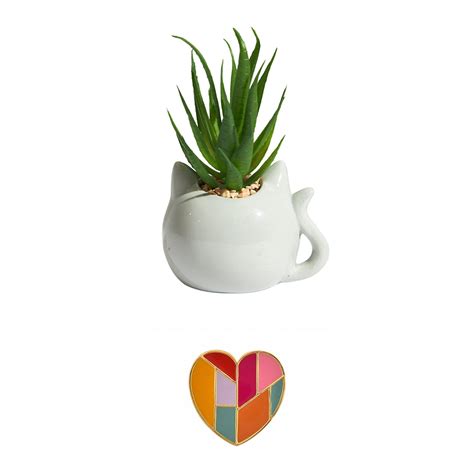 Mosaic Heart Ring With Blushing Cat Planter Combo – VOYLLA