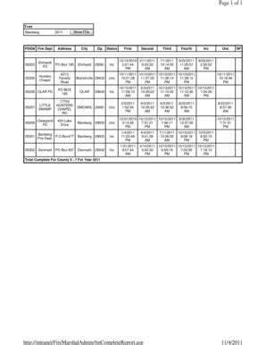 Fillable Online Page 1 of 1 Year Bamberg FDID# Fire Dept 2011 Show FDs ...