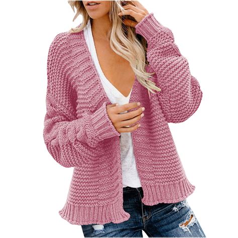 XFLWAM Womens Chunky Cardigan Cable Knit Sweater Oversized Open Front ...