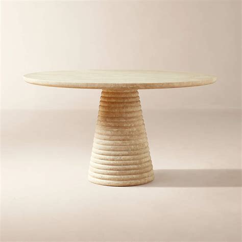 Taza 54" Round Travertine Dining Table + Reviews | CB2