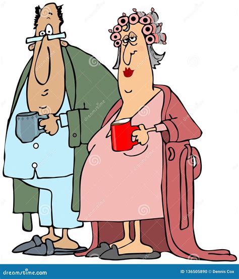 Old Man In Pajamas. Elderly Man In Pajamas Is Stand. Cartoon Ill ...
