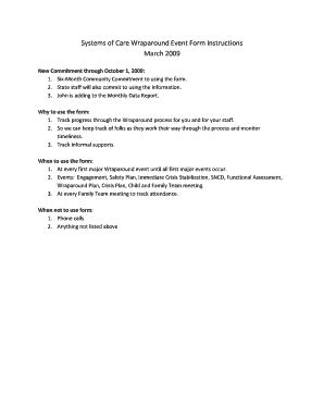 Fillable Online ok Systems of Care Wraparound Event Form Instructions ...