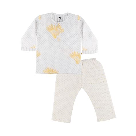 Organic Muslin Kurta Pyjama Set | Hand-Block Printed - Lucky Clover Pi