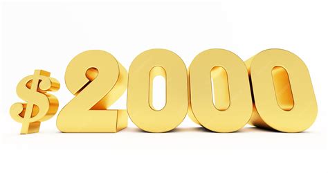 Premium Photo | 3d render of golden 2000 dollars isolated on white ...