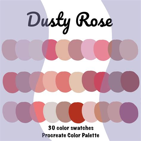 Dusty rose and pink procreate color palette soft neutral color palette ...