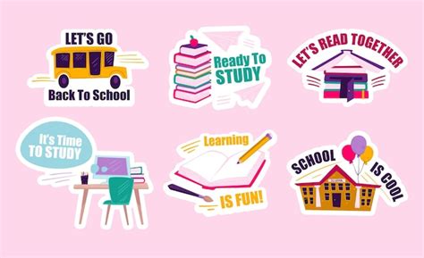 Sticker design set with back to school concept | Premium Vector