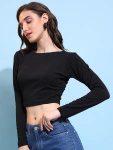 Tokyo Talkies Casual Solid Women Black Top - Buy Tokyo Talkies Casual ...