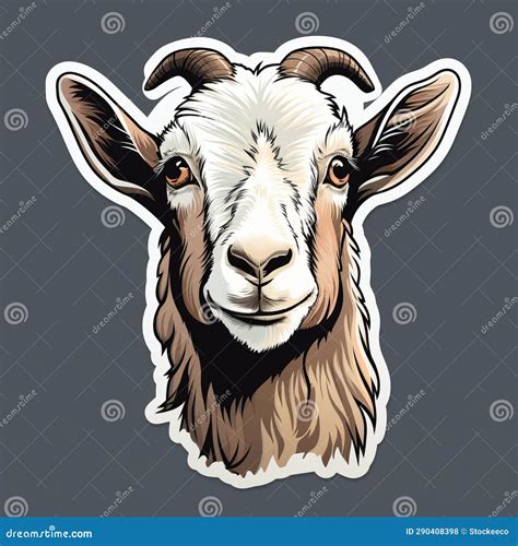 Vintage Style Goat Head Sticker with Realistic Animal Portraits Stock ...