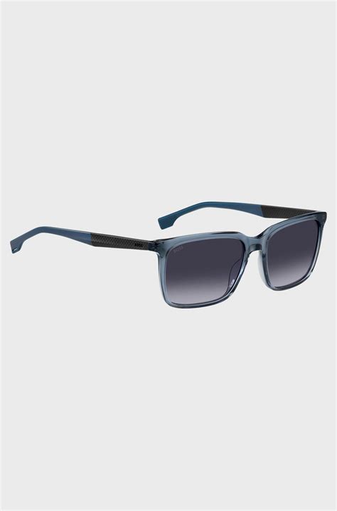 BOSS - Blue-acetate sunglasses with patterned carbon-fibre temples - Blue