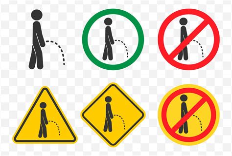 Peeing man people figure. No Peeing icon symbol. Pissing prohibited ...