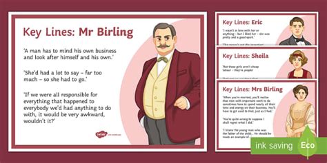 GCSE An Inspector Calls: Key Character Lines Display Posters