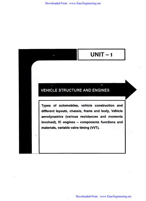 Unit-1 Study notes Vehicle Structures and Engines - - Studocu