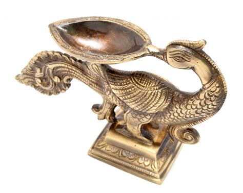 Buy Peacock Oil Wick Diya Brass Showpiece Online at Best Price