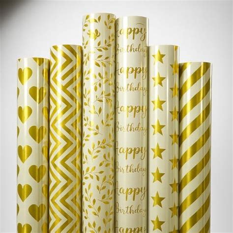 GOLD LEAF Holographic Metallic Gift Paper Wrapping Sheets Especially ...