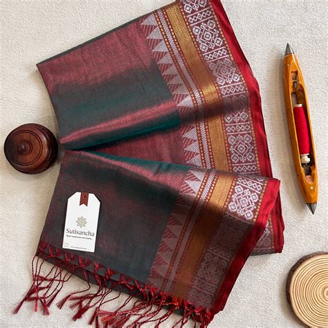 Artisan’s Touch: Dualtone Rama Handloom Tissue Cotton Saree