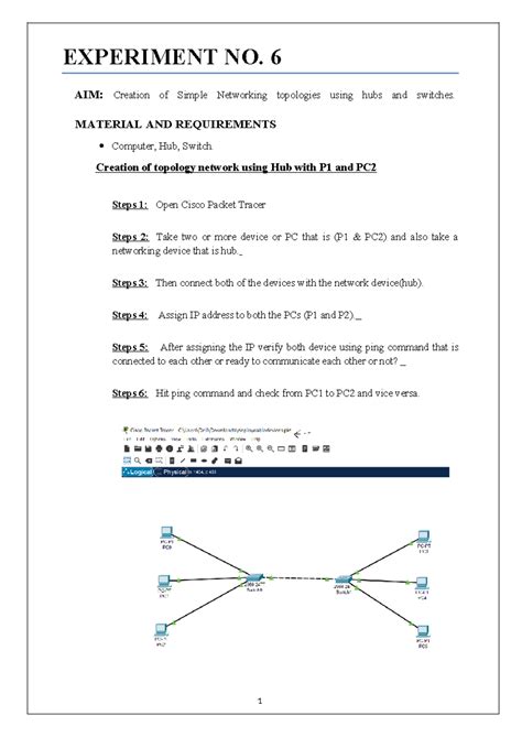 Networking Topologies - Experiment No. 6 Guide - Studocu
