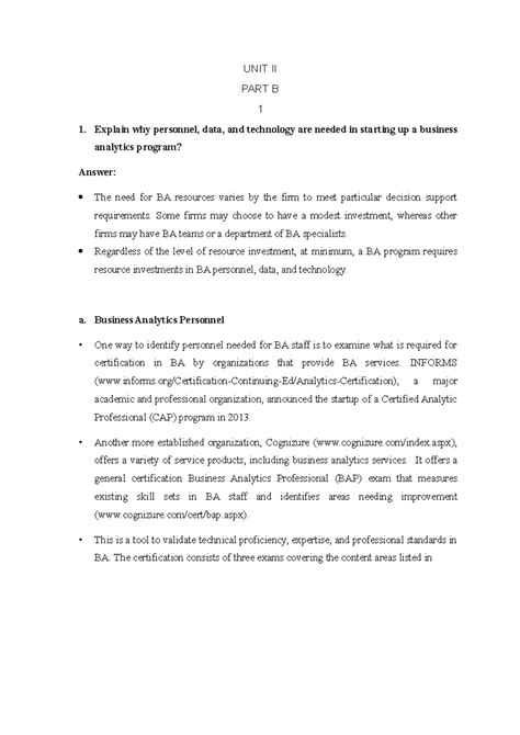 big data analytics introduction - UNIT II PART B 1 Explain why ...