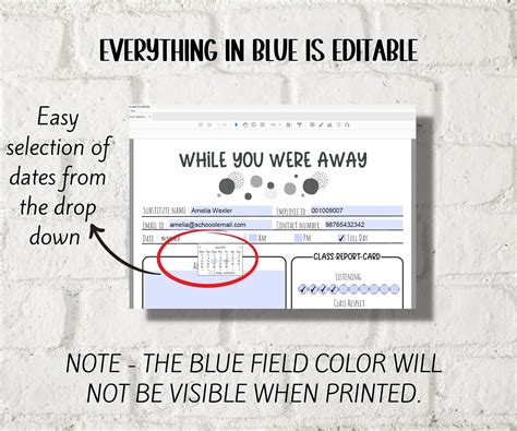 While you were away I Printable Teacher Notes I Substitute teacher I ...