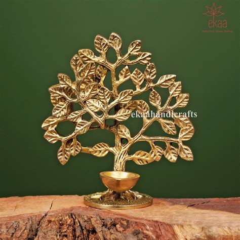 6" Brass Tree of life with Candle Stand – Ekaa Handicrafts