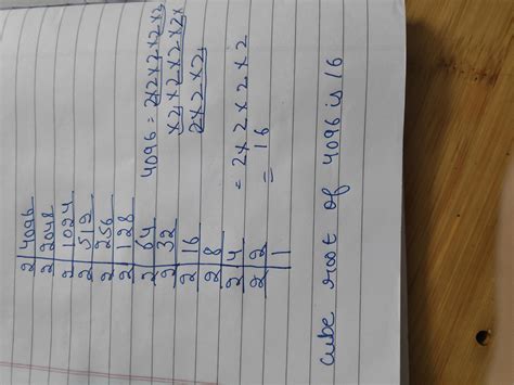 find the cube root of 4096 by prime factorization method - Brainly.in