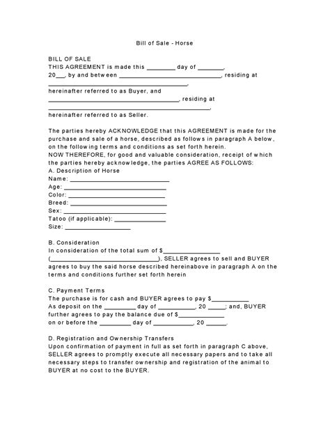 Free Horse Bill of Sale - PDF | DOCX