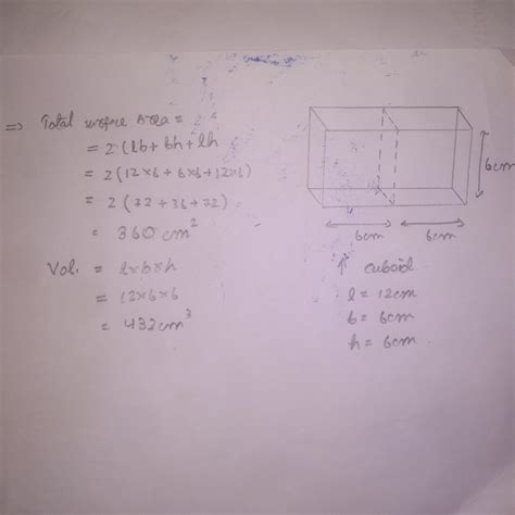 Two cubes of edge 6cm are joined to form a cuboid. Find the total ...