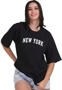 Moda Rapido Self Design Women Round Neck Black T-Shirt - Buy Moda ...