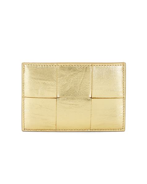 Bottega Veneta Cassette Card Holder in Gold | FWRD