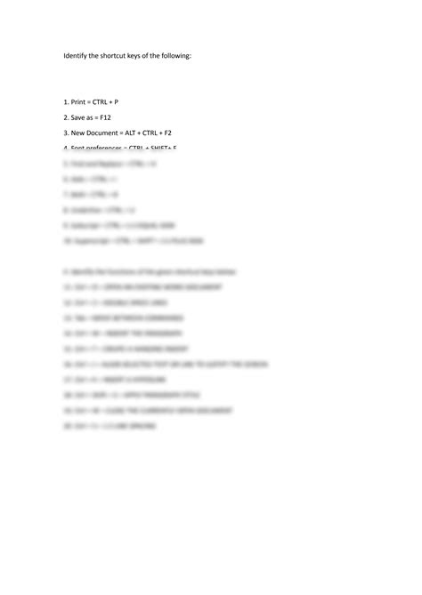 Computer Shortcut Keys Worksheet 的图像结果