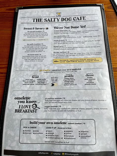 Menu at The Salty Dog Cafe, Hilton Head Island, 232 S Sea Pines Dr