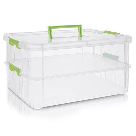 ABOUT SPACE Virgin Plastic Storage Box - 2 Tier Transparent Rectangular ...